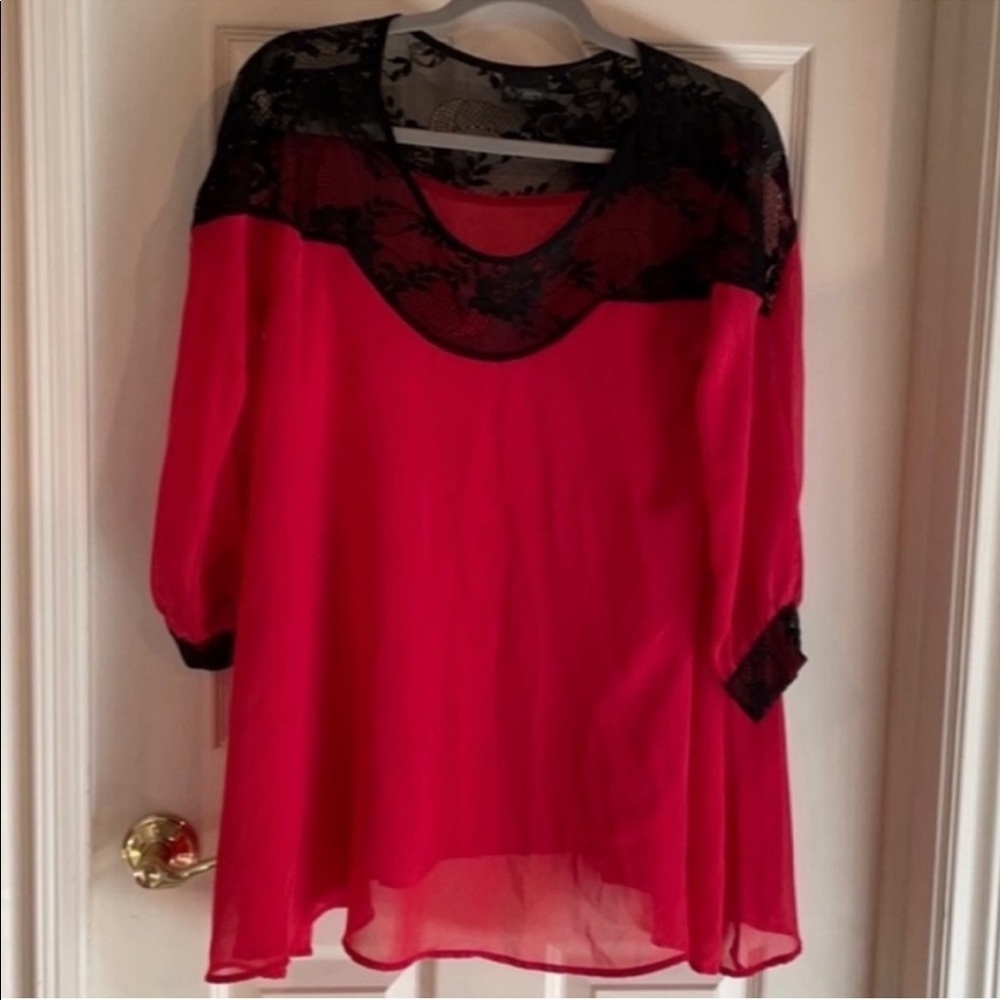 Daytrip Holiday sheer lace embellished tunic top